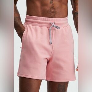 Fabletics men’s Large go to shorts pink clay sweatshorts pockets zipper